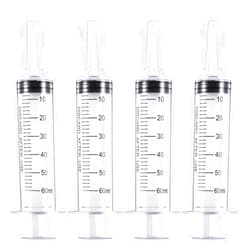 PENACUL 4 Pack 60 ml Syringe for Liquid without Needle,Syringe with Cap,Individually Wrapped,for Scientific Labs,Measurement,Dispensing,Oil or Glue Applicato