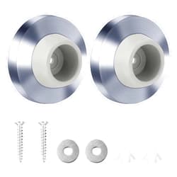 ZEYIYER 2 PCS Concave Wall Door Stopper Stainless Steel Wall Protector Door Stops from Door Knobs & Door Handle, Silver Wall Mount Flush Bumper