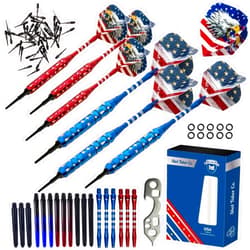 SHOT TAKER CO. EST. 2017 Soft Tip Darts Set - Professional Darts for Electronic Dartboard - includes Brass Barrels + Plastic & Aluminum Shafts + Rubber O'Rings + Flights + 50PC 2BA Tips + Wrench