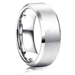 Jstyle Stainless Steel Rings for Men Women 8MM Wedding Band Rings Matte Surface - Beveled Polished Edge Mens Ring Size 6-14