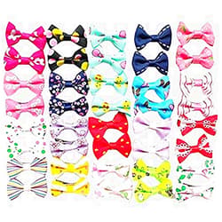 Chenkou Craft 40pcs/20pairs New Dog Hair Bows with Clips Pet Grooming Products Mix Colors Varies Patterns Pet Hair Bows Dog Accessories (Bow with Clip)