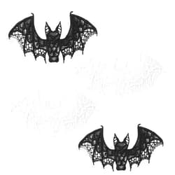 Ximimark 4 pcs Halloween Bats, Decoration Lace Bat, 3D Scary Black Bat Decor, Halloween Room Decor, Realistic Prank Props