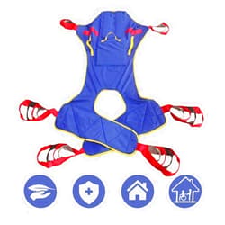 BUYHAO Full Body Patient Lift Sling, Head and Back Support, Toileting Transfer Slings, Split Legs with Commode Opening, 5 Handles, 6 Straps, Lifting Sling Medium Compatible with Various of Lifts