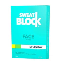 SweatBlock Antiperspirant Face Wipes for Men & Women - 15 Count - Helps Control Oily Skin, Reduce Shine & Facial Perspiration - Clinically Tested - Vitamin E