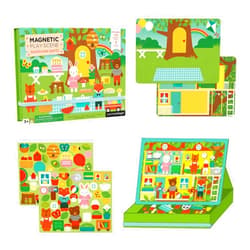 Petit Collage: Animal Friends Magnetic Game Board with Mix & Match, Ideal for Ages 3+, Includes Mag Play Scene Treehouse Party, 74 Count
