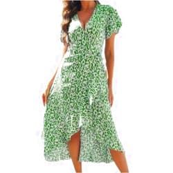 MYFSPORTS Women's Dresses, Resort Style Long Dresses, Printed Ruffle Tie Boho Seaside Casual Long Dresses Women's Fashion Dresses