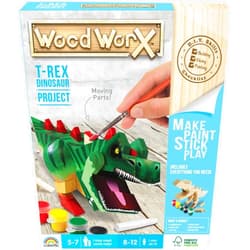 Goliath Games WoodWorX: T-Rex | 3D Wooden Model Kit | Build, Paint, Stick & Play | Model Kit for Kids Aged 5+