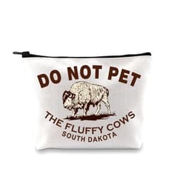 GJTIM Bison Buffalo Gift Do Not Pet the Fluffy Cows Zipper Pouch South Dakota Gift Midwest Badlands National Park Gift Makeup Bag (SOUTH DAKOTA Bag)