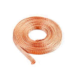 QWORK Flat Copper Braid Cable, 20ft 6mm Flat Copper Braided Ground Strap Wire, Flexible Shielding Wire Mesh, 1 Pack