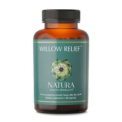Natura Health Products Willow Relief Supplement - Enhances Muscle Relaxation - Featuring White Willow Bark, Turmeric, Boswellin Super Indian Frankincense, Corydalis Rhizome (90 Capsules)