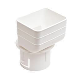 Enso Rings Universal Downspout to Drain Pipe Tile Adapter (White, 2x3x3)