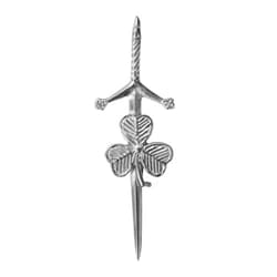 RIMSH LLC Celtic Design Kilt Pin Accessories for men Scottish Chrome Kilt Pins Size 4 inches long with Badge