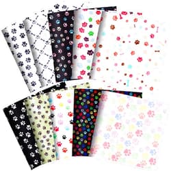 Tatuo 10 Pieces 20 x 20 Inch Cute Dog Paw Print Fabric Puppy Dogs Fabric Fat Quarters Animal Footprint Bone Paw Fabrics Pattern for Dog Lover DIY Quilting Sewing Crafting Supplies