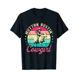 Mutton Busting Gear for Girls Youth Sheep Riders Mutton Busting Girl Cowgirl Rodeo Sheep Riding Mutton Buster T-Shirt