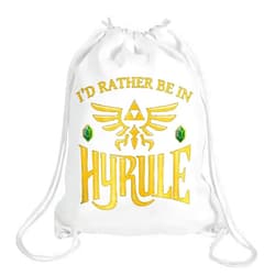 WZMPA Cartoon Game Drawstring Backpack Gamer Gift I'd Rather Be In Hyrule Drawstring Travel Bag For Friend Family (Be In Hyrule)