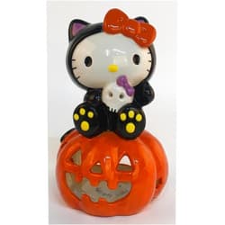 Blue Sky Clayworks Hello Kitty Halloween Tealight Holder, 6.75-inch Height, Tabletop Decoration, Black and Orange, 23567