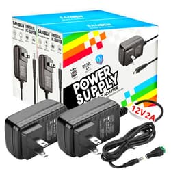 SANSUN 12V 2A Power Supply, AC 120V to DC12V 5.5x2.1mm Jack Converter, 12 Volt LED Driver 24W Adapter Transformer for Strip Lights, Surveillance Cameras, External HDD, Monitor, CCTV (Pack of 2)