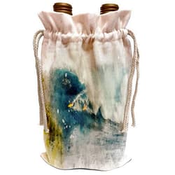 3dRose Anne Marie Baugh - Impressionist Mixed Media Art - Image Of Watercolor Of Two Surfers Surfing A Big Wave Art - Wine Bag (wbg_323583_1)