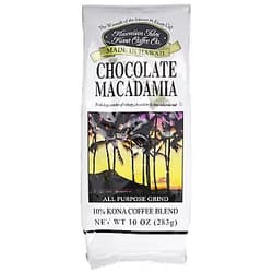 Hawaiian Isles Kona Coffee Co. Kona Chocolate Macadamia Nut Ground Coffee, Medium Roast, 10 ounce bag 10 Ounce (Pack of 1)