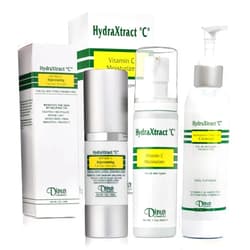 Dinur Cosmetics HydraXtract C Bundle Collection- Consisting of Vitamin C Moisturizer, Rejuvenating Peptide C Facial Serum and Activated Charcoal Cleanser