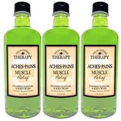 Village Naturals Therapy Aches and Pains Muscle Relief Foaming Bath Oil and Body Wash 16oz (3-pack)
