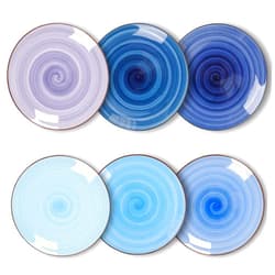 K KitchenTour KitchenTour Ceramic Dinner Plates, 8 Inch Porcelain Serving Plate for Salad, Dessert Pizza Steak Pasta Plates Set, Dishwasher and Microwave Safe - Set of 6, Assorted Cool Colors