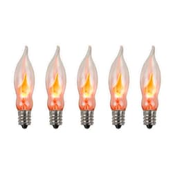 Creative Hobbies® A101 Flicker Flame Light Bulb - 3 Watt, 130 Volt, E12 Candelabra Base, Nickel Plated Base - Dances with a Flickering Orange Glow | 5 Pack