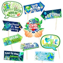HOWAF Happy Earth Day Party Sign,Save The Planet Party Photo Booth Props Earth Day Party Favors Environmental Protection Decoration Signs,Blue Green Save Earth Photo Props for Earth Day Party Supplies