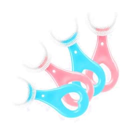 ANOOVV 4 Pack U Shaped Toothbrush Kids, Kids Toothbrushes Soft Silicone Brush Head Whole Mouth Toothbrush with Handle 360 ° Oral Teeth Cleaning Design for Toddler Toothbrush Age 2-6