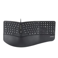 Perixx PERIBOARD-330B, Wired Ergonomic Keyboard with Adjustable Wrist Rest, Illuminated Keys, and Membrane Low Profile Keys, 2 Extra USB Ports, US English Layout