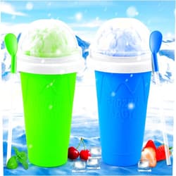 RELPOM Slushie Maker Cup(2 Pack), Magic Quick Frozen Slushy Cup, Double Layer Squeeze Cup, Cool Stuff Birthday Gifts for Kids(Blue&Green)