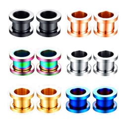 CABBE KALLO 12pcs Ear Tunnels Gauges Stretching Kit 2mm-22mm Stainless Steel Screw on Double Flared Expander Set for Women Men Body Piercing Jewelry