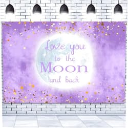QICAIYUN 7x5ft Love You to The Moon and Back Backdrop Purple Background Stars and Moon Background Adults Newborn Kids Birthday Party Decorations Baby Shower Portrait Backdrop YUNTKYC003