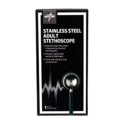 Medline Elite Adult Stainless Steel Stethoscope, Black, High Acoustic Sensitivity