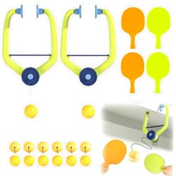 Sufeasdf Hanging Table Tennis Trainer Portable Set, (1 Pcs Trainer 6 Balls & 2 Pcs Trainer 12 Balls) Door Pong Game for Kids with Racket and Balls, Adjustable Hanging Table Tennis Trainer