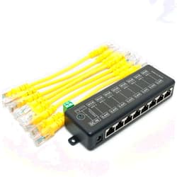 DSLRKIT 8 Ports Gigabit Passive PoE Injector Midspan Ethernet Adapter Without Power Adapter