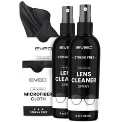 EVEO Eyeglass Cleaner Spray - No Streaks Technology with Microfiber Cleaning Cloth- Glasses Cleaning Kit - Glasses Cleaner Spray with Lens Cleaner Cloth - Screen & Eye Glasses Kit - 8oz (4ozx2)