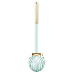 SUREK Soft Seashell Shape Toilet Brush with Silicone Bristles Toilet Brush and Holder Creative Toilet Bowl Brush Luxury Bathroom Set Reusable, Green