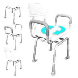Vive Swivel Shower Chair for Inside Shower - Seat for Elderly, Disabled, Adults, Seniors - 360° Rotating, Narrow & Height Adjustable - Tub Bench Stool for Bathroom Mobility with Removable Back & Arms