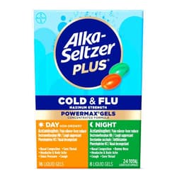 Alka-Seltzer Plus Power Max Cold and Flu Medicine, Day+Night, - Maximum Strength (Per 4 Hour Dose) Relief Cold and Flu Medicine for Adults and Children 12 Years and Older, 24 Count, Packaging May Vary