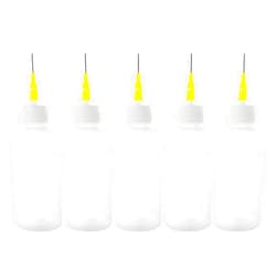 FJNATINH 50cc Needle Glue Squeeze Bottle, Precision Tip Applicator, 5 Pack