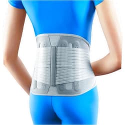 OPPO 2366 High Lumbar Support Back Brace with Flexible Stays - Lower Back Pain Relief, Sciatica Pain Relief, Scoliosis, Herniated Disc - for Elderly and Office Worker (Gray, S, 1-Pack)