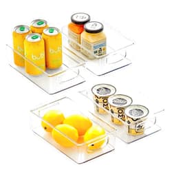 mDesign Kitchen Cabinet and Pantry Storage Organizer Bins - Pack of 4, Shallow, Clear