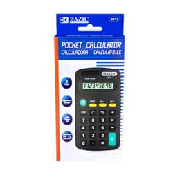 BAZIC Products BAZIC 8 Digit Pocket Size Calculator, Dual Power Solar & Battery, LCD Display, Mini Small Basic Standard Function Calculators, Black Color, 1-Pack
