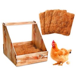 Teenyyou Chicken Nesting Box with 3 Pads for Laying Eggs Plastic Hen Nest Box Wooden Surface Chicken Coop Laying Boxes for Hen Duck Poultry