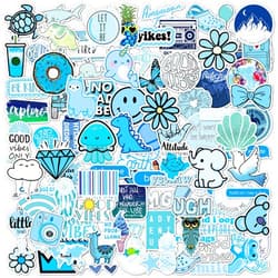 EL NIDO DESIGN EL Nido 100 Blue Sticker Pack, Cute Blue Stickers Waterproof 100% Vinyl Stickers, Boy Girl Stickers, Aesthetic Stickers, Vsco Stickers for Water Bottle, Laptop Stickers, Cellphone (100 Pack, Blue)