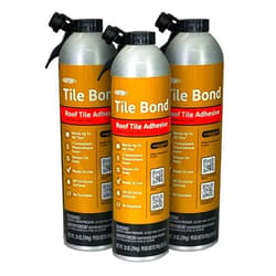 TILE BOND Roof Tile Adhesive - 28 oz Can with Reusable Straw, Pack of 3. Moisture Cured, Polyurethane, One Component, Minimal Expanding Foam Adhesive for Clay and Roof Tiles