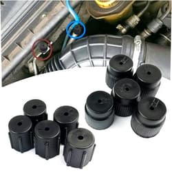 Jokormo 10 PCS Car Air Conditioning Valve Core Cover, Valve Cover Repair Parts, Refrigerator Filling Port Cover, Universal for Most Cars (Black)