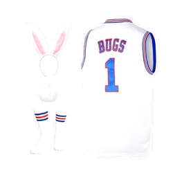 Hrekyuv Mens Bugs #1 / Lola #10 Bunny Jerseys Couple Halloween Costumes Space Movie Bunny Basketball Jersey