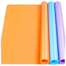 LEOBRO Silicone Mat for Resin Molds, 3 PCS Silicone Mats for Epoxy Resin, UV Resin, Play Dough Mat, Nonstick Silicone Sheets for DIY Crafts, Resin Silicone Molds, Orange & Purple & Blue,15.7”x 11.7”